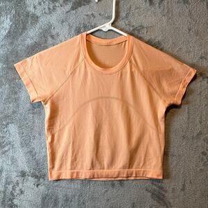 Lululemon Swiftly Tech Cropped‎ Short Sleeve Shirt 2.0 Size 6 Peach Orange